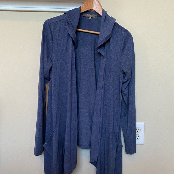 Essentials by Milano. Blue Cardigan w/ Hood. Size M - Picture 1 of 2